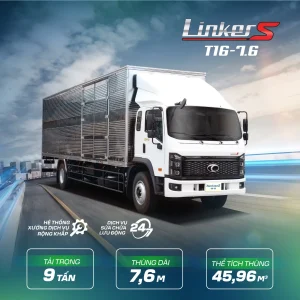 THACO Linker S T16-7.6: tải trọng 9 tấn, thùng dài 7,6 m