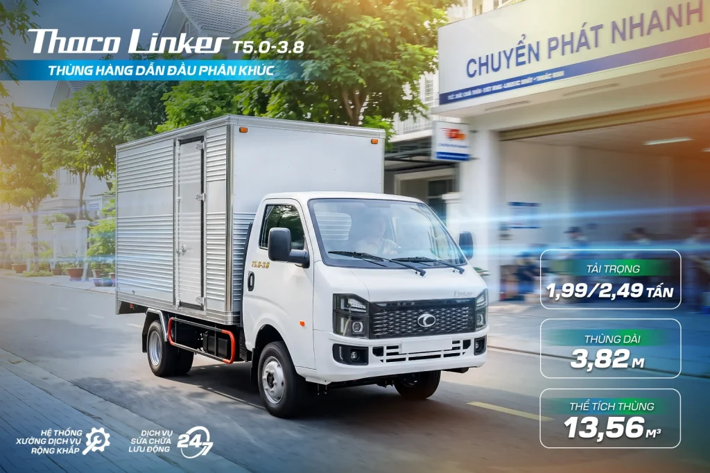 THACO Linker T5.0-3.8: thùng hàng 13,56 m³ lớn nhất phân khúc